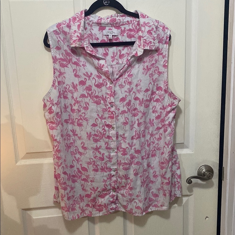 Coral Bay White and Pink Floral Button Down Shirt
